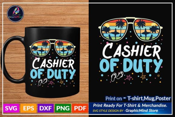 Cashier of Duty Sunglass Funny Graphics for Crafts