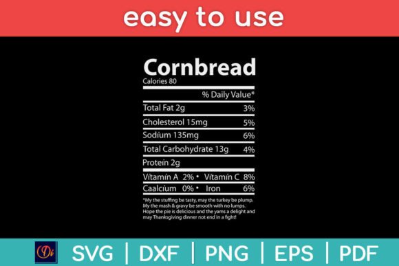 Cornbread Nutrition Facts Funny Graphics for Local Branding