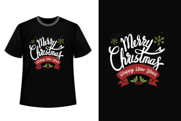 Merry Christmas Happy New Year T-Shirt Graphics for Local Branding