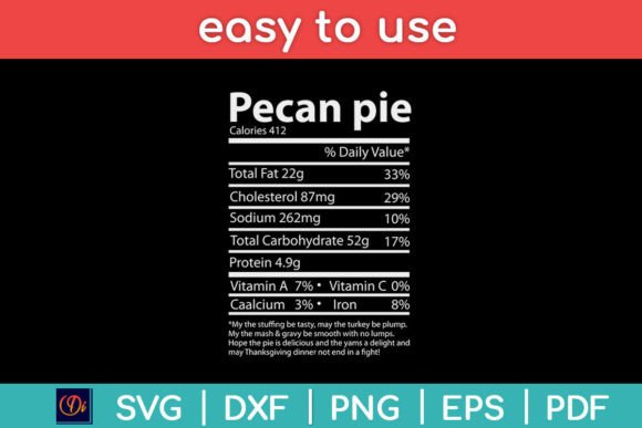 Pecan Pie Nutrition Facts Funny Graphics